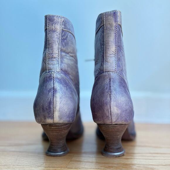 Oak Tree Leather Lace Up Victorian Inspired Boots Rare 8us Blues Purple Pristine - Picture 7 of 9